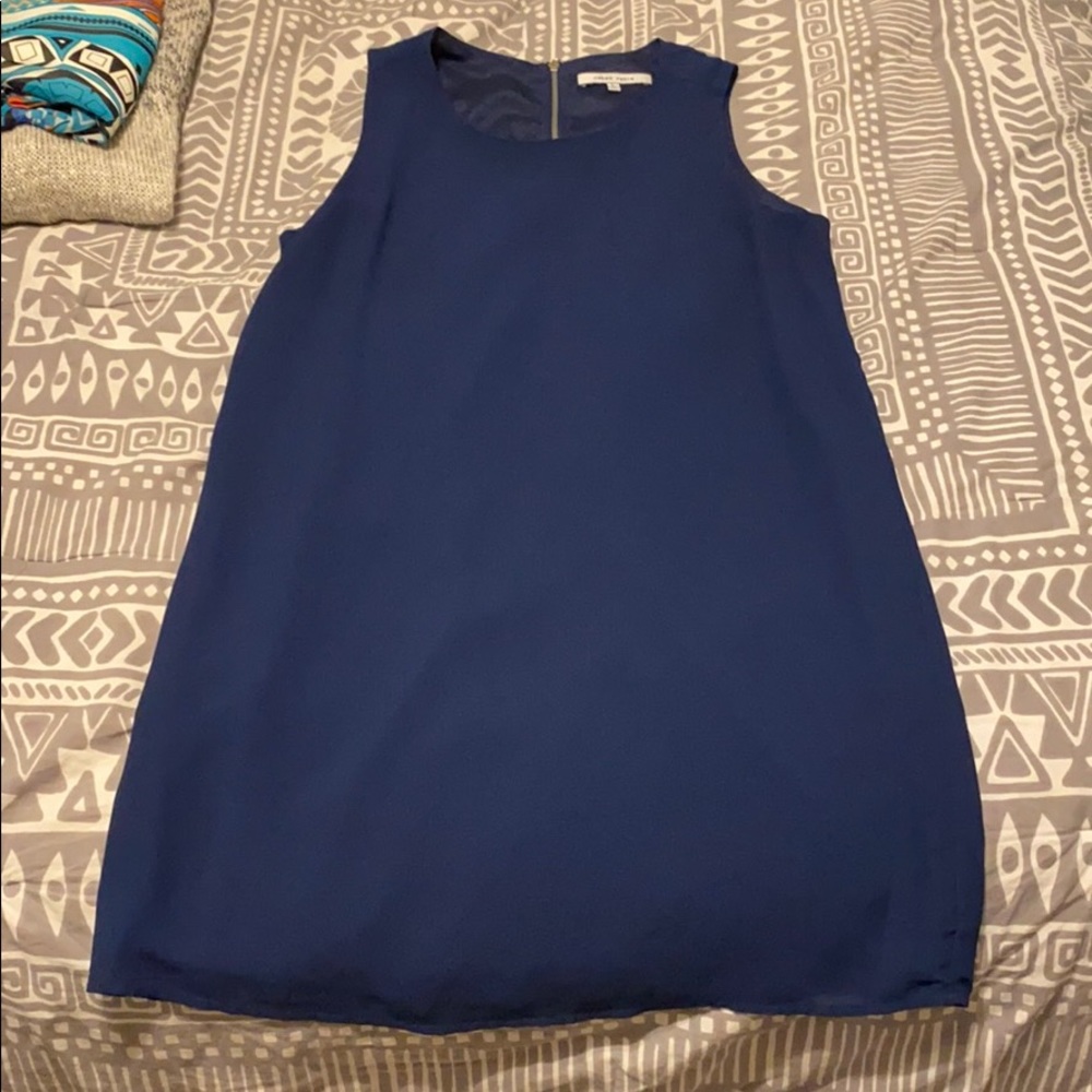 Navy blue to the shoulder sleeveless dress